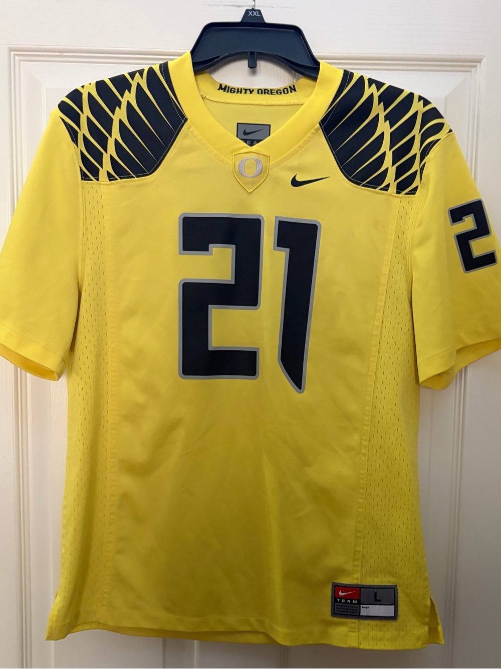 Nike Yellow Oregon Ducks #21 Football Jersey with Black Accents